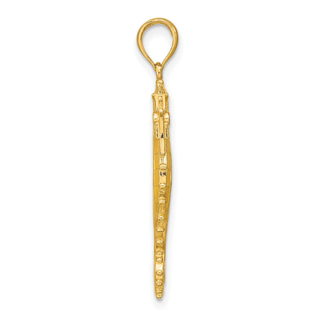 14k Yellow Gold Seahorse Pendant, Detailed Nautical Ocean Animal Charm Jewelry