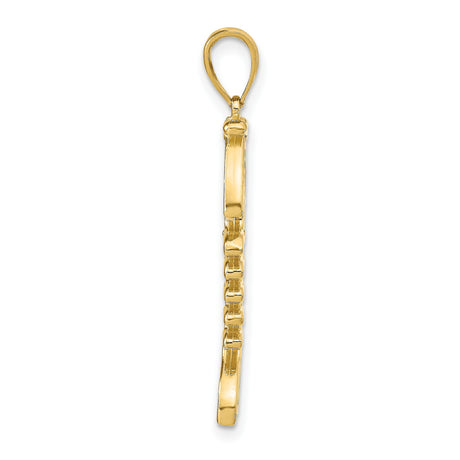 14k Yellow Gold Fishbone Pendant with Blue Enamel Evil Eye Charm, Unisex Spiritual Jewelry