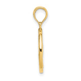 Enameled Ohm with Lotus Flower on Reverse Charm Pendant in Real 14k Yellow Gold
