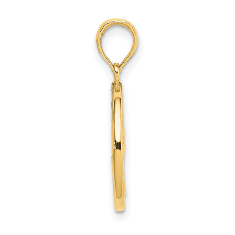 Enameled Ohm with Lotus Flower on Reverse Charm Pendant in Real 14k Yellow Gold