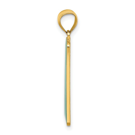 14k Yellow Gold Mile Zero Pendant, Green Road Sign Design, Key West Travel Charm