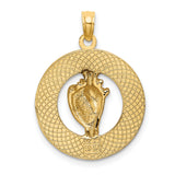 14k Yellow Gold Conch Shell Pendant with Pink Enamel, Coastal Travel Charm