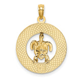 14k Yellow Gold Sea Turtle Pendant with Green Enamel, Turks and Caicos Tropical Charm