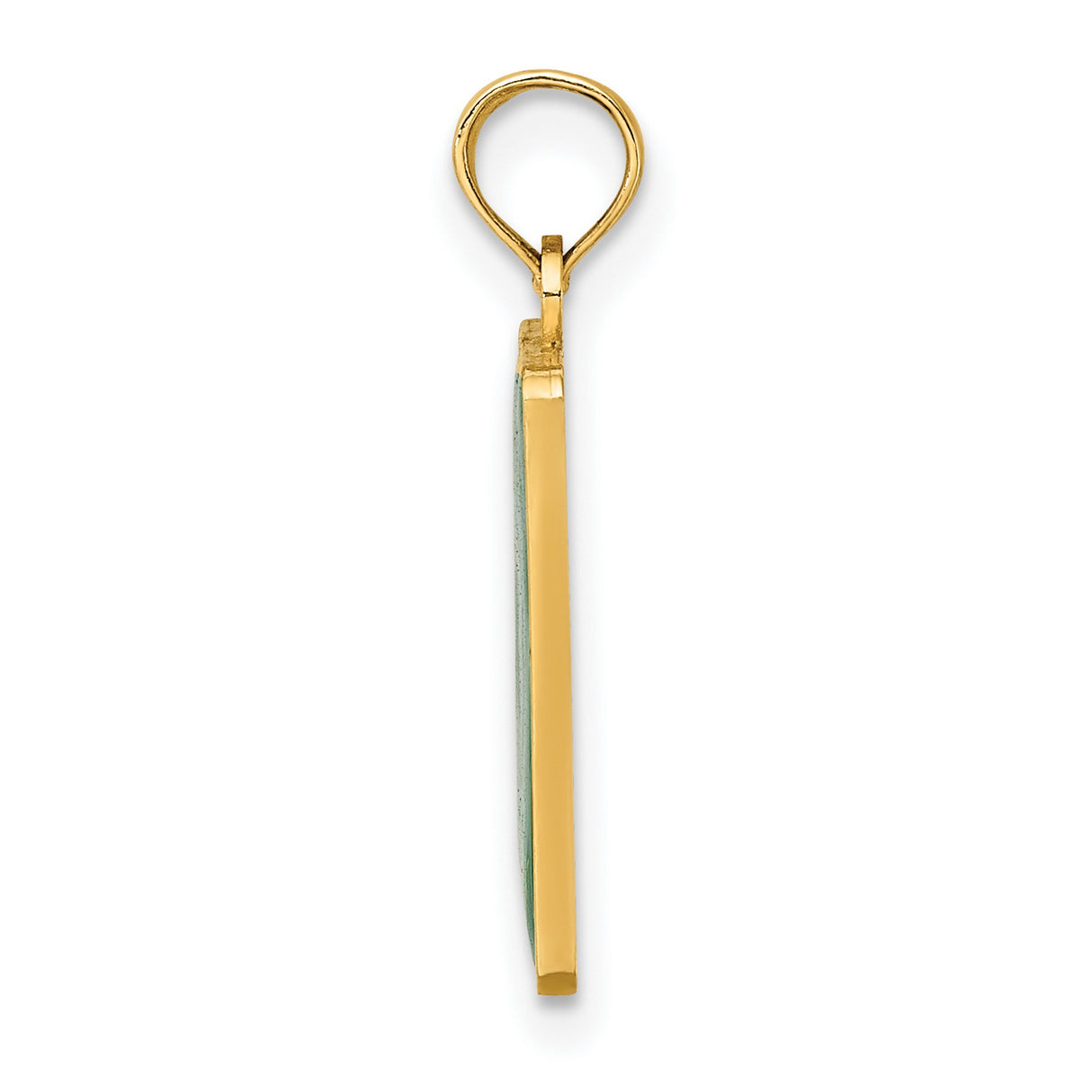14k Yellow Gold Cape May Pendant with Green Enamel Road Sign Exit 0 Design