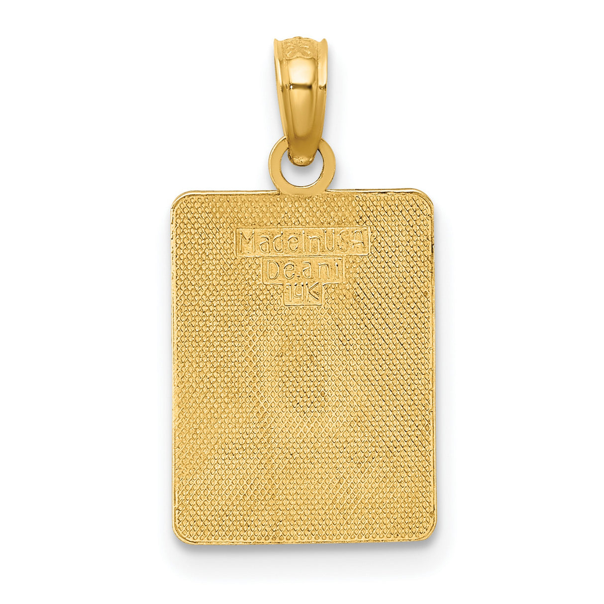 14k Yellow Gold Cape May Pendant with Green Enamel Road Sign Exit 0 Design