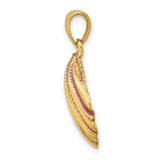 14k Yellow Gold Scallop Shell Pendant with Pink Enamel, Camino Symbol, Christian Jewelry for Women