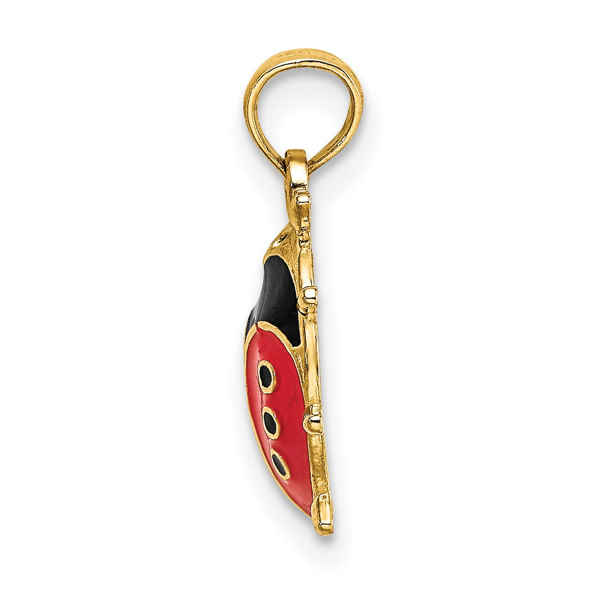 14k Yellow Gold Ladybug Pendant with Red and Black Enamel, Dainty Nature Charm for Women