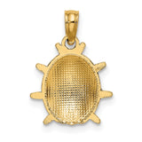 14k Yellow Gold Ladybug Pendant with Red and Black Enamel, Dainty Nature Charm for Women