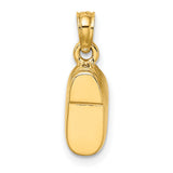 14k Two-Tone Gold Baby Shoe Pendant with Bow and Light Blue Enamel Accents