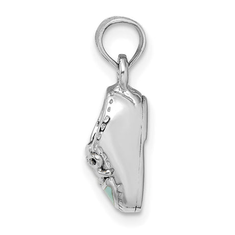 14k White Gold Baby Shoe Pendant with Light Blue Enamel, Sentimental Charm for Mothers