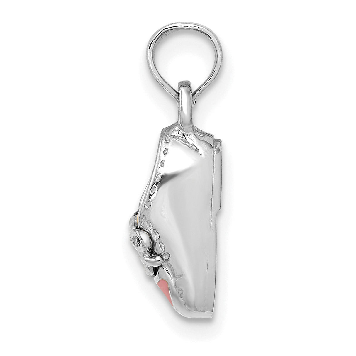 14k White Gold Baby Shoe Pendant with Pink Enamel Bow Detail, Motherhood Keepsake Charm