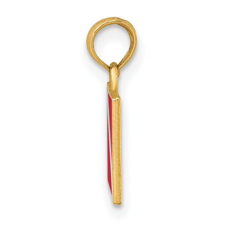 14k Yellow Gold Scuba Diver Flag Pendant, Red and White Diving Symbol, Nautical Charm