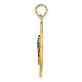 14k Yellow Gold Pendant with Enamel Palm Trees, Sarasota Tropical Beach Charm