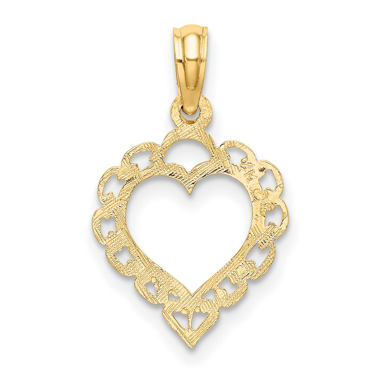 14k Yellow Gold Heart Pendant with Openwork Filigree Design, Romantic Jewelry for Women