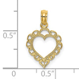 14k Yellow Gold Heart Pendant with Openwork Filigree Design, Romantic Jewelry for Women