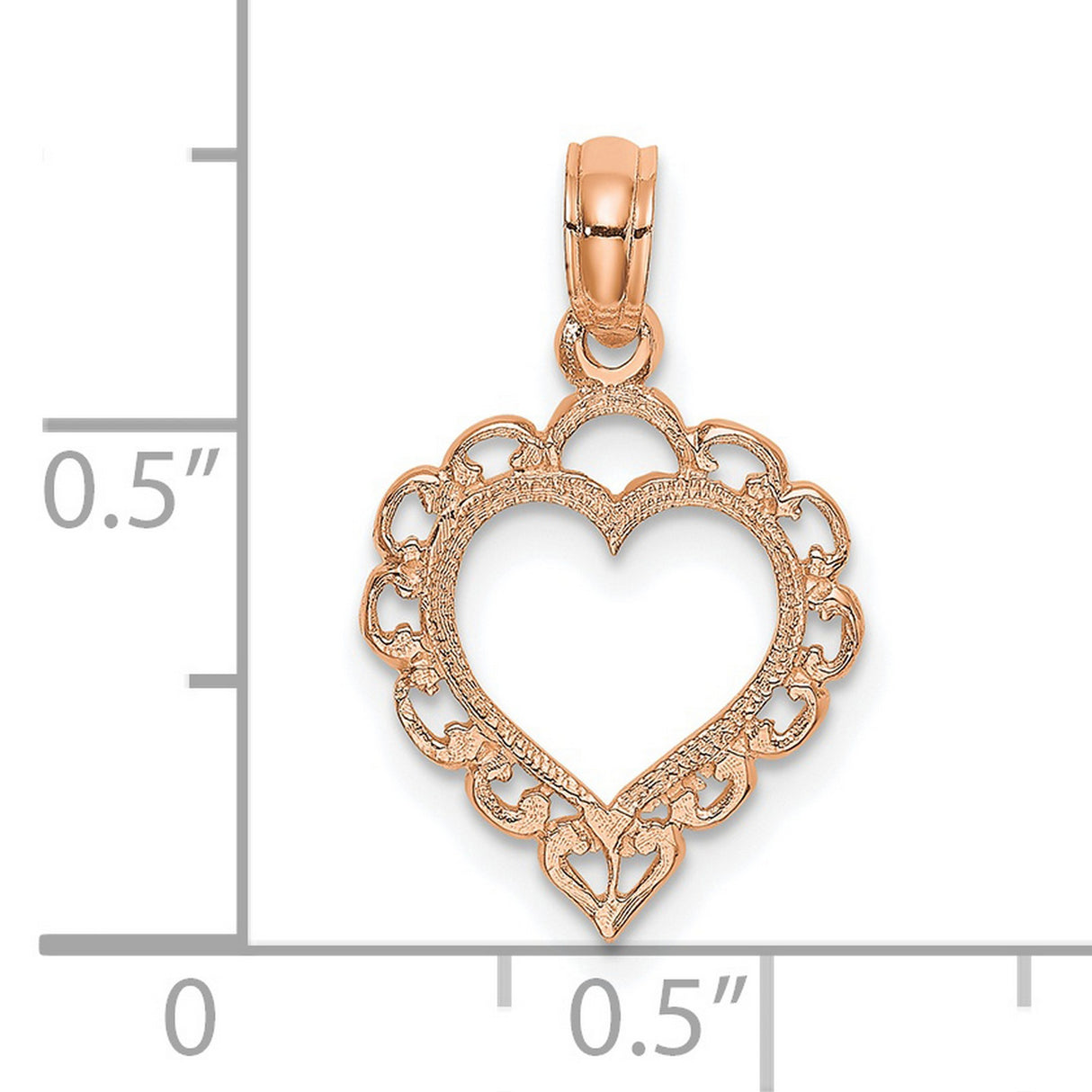 14k Rose Gold Heart Pendant with Filigree and Openwork Design, Symbol of Love and Romance