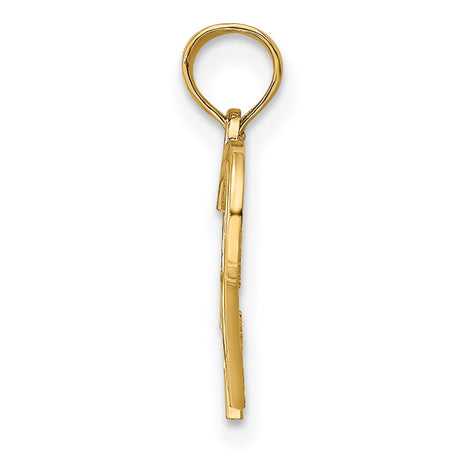 14k Yellow Gold Heart Pendant with Interlocking Open Hearts, Romantic Fine Jewelry for Women