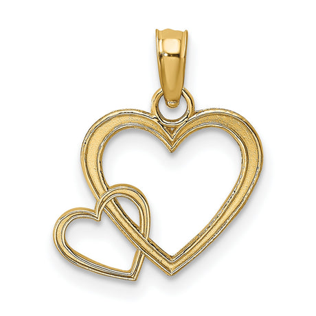 14k Yellow Gold Heart Pendant with Interlocking Open Hearts, Romantic Fine Jewelry for Women