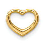 14k Yellow Gold Heart Pendant, Open Floating Design, Polished Finish Romantic Jewelry for Women