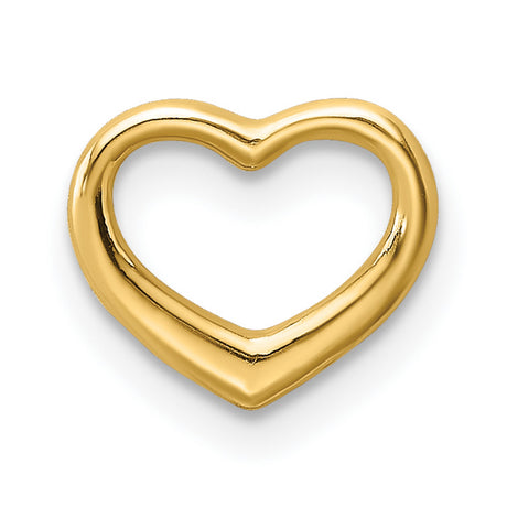 14k Yellow Gold Heart Pendant, Open Floating Design, Polished Finish Romantic Jewelry for Women
