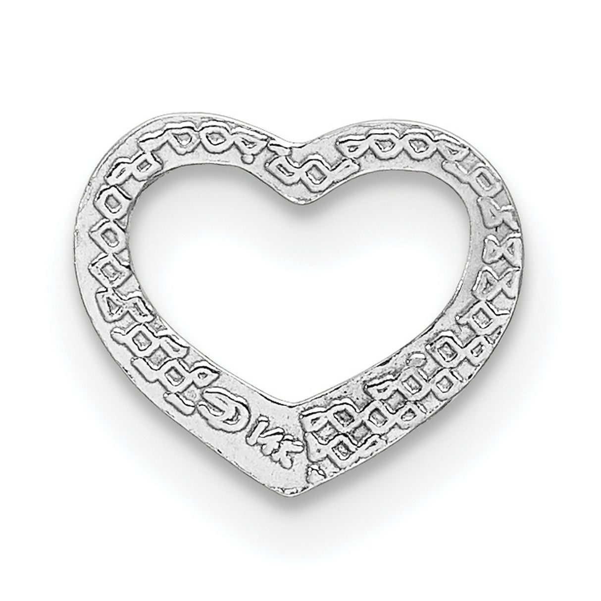 14k White Gold Open Heart Pendant, Minimalist Modern Design, Symbol of Love for Women
