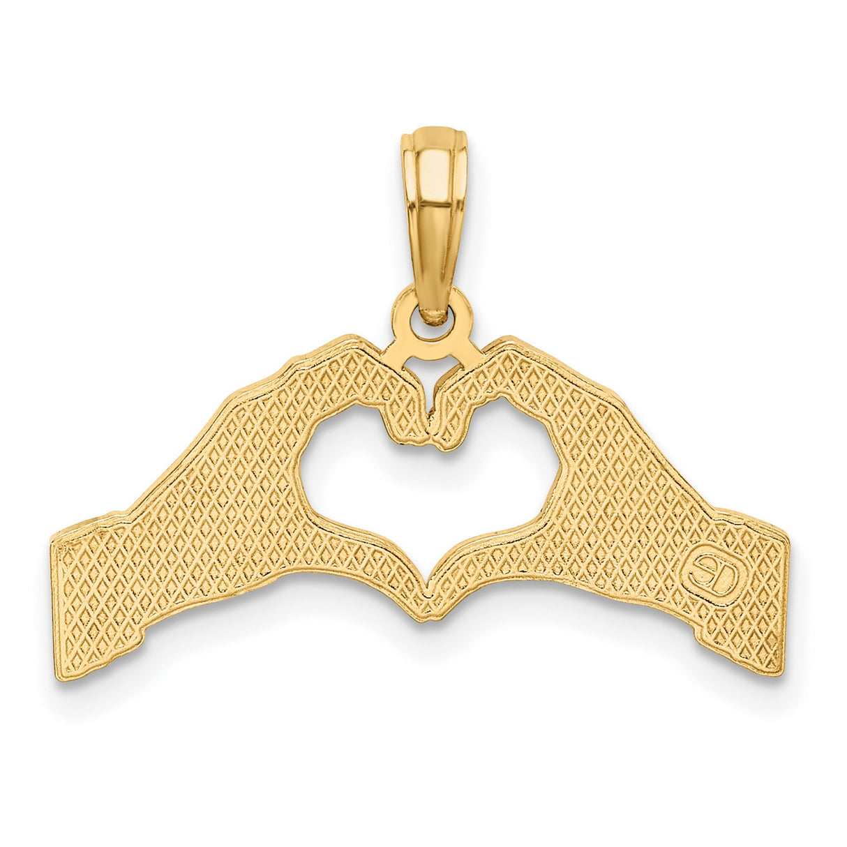 14k Yellow Gold Heart Hands Pendant, Romantic Symbol of Love and Unity for Women