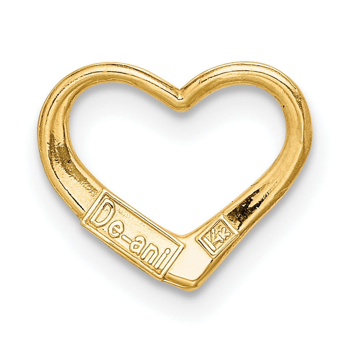 14k Yellow Gold Open Heart Pendant, Minimalist Love Charm for Women