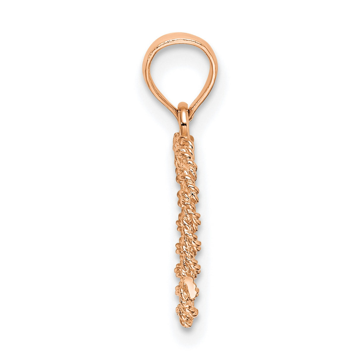 14k Rose Gold Heart Pendant with Twisted Rope Design, Minimalist Open Heart Charm for Women