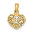 14k Yellow Gold Heart Pendant with Openwork Filigree Design, Romantic Fine Jewelry Charm