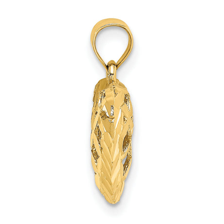 14k Yellow Gold Heart Pendant with Open Lattice Design and Polished Finish for Women