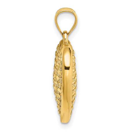 14k Yellow Gold Heart Pendant with Lattice Filigree Design for Women