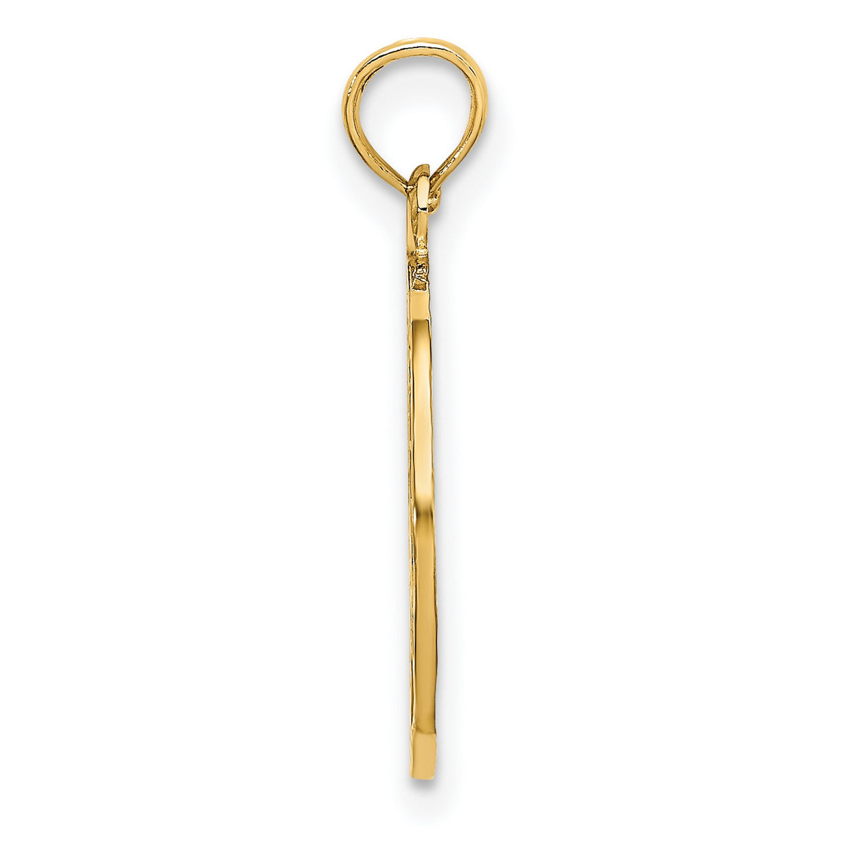 14k Yellow Gold Peace Sign Pendant with Scrollwork and Vertical PEACE Engraving for Women