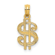 14k Yellow Gold Dollar Sign Pendant, Bold Textured Money Symbol, Hip Hop Style for Men or Unisex