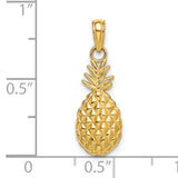 14k Yellow Gold Pineapple Pendant, Tropical Fruit Charm Symbolizing Hospitality and Warmth
