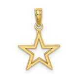 14k Yellow Gold Open Star Pendant, Five Pointed Celestial Charm, Minimalist Jewelry for Women