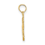 14k Yellow Gold Rose Pendant with Blooming Flower and Leaf Detail, Botanical Floral Charm for Women