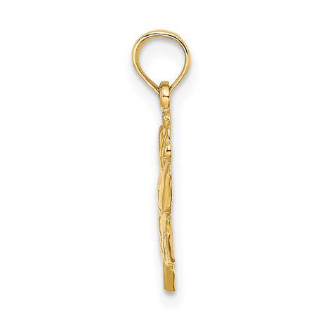 14k Yellow Gold Rose Pendant with Blooming Flower and Leaf Detail, Botanical Floral Charm for Women