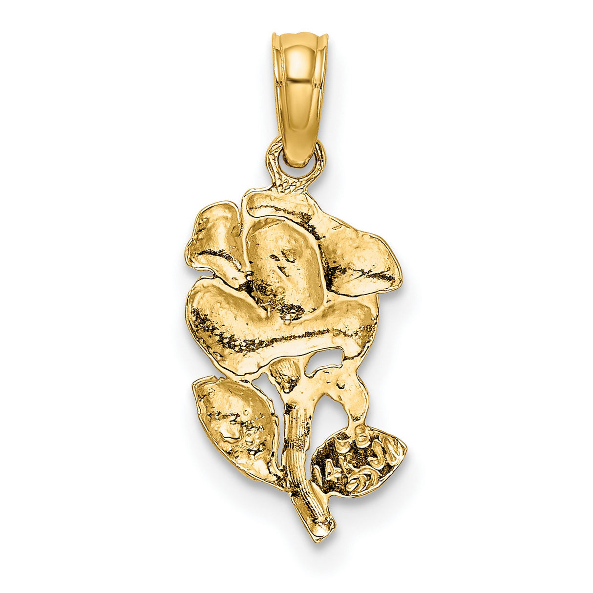 14k Yellow Gold Rose Pendant with Blooming Flower and Leaf Detail, Botanical Floral Charm for Women