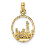 14k Yellow Gold Skyline Pendant, Urban Cityscape Charm, Minimalist Travel Jewelry