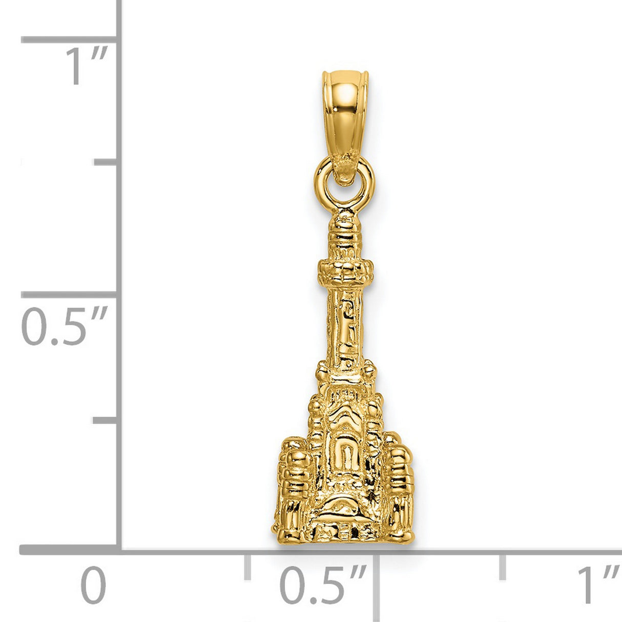 14k Yellow Gold Cathedral Pendant with Detailed Church Design, Religious Christian Jewelry