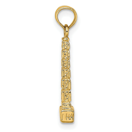 14k Yellow Gold Washington Monument Pendant, Obelisk Architecture Charm for Patriotism and Travel