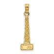 14k Yellow Gold Washington Monument Pendant, Obelisk Architecture Charm for Patriotism and Travel