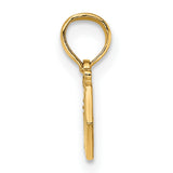14k Yellow Gold Pendant with Ribbon Detail, Box Charm Design, Unisex Anniversary