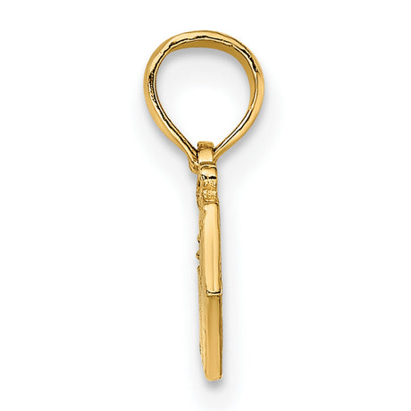 14k Yellow Gold Pendant with Ribbon Detail, Box Charm Design, Unisex Anniversary