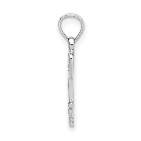 14k White Gold Heart Key Pendant, Romantic Love Symbol Charm for Women