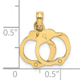 14k Yellow Gold Handcuff Pendant, Dual Handcuffs Symbolizing Justice and Strength