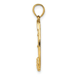 14k Yellow Gold Dollar Sign in Horseshoe Pendant, Symbol of Wealth and Luck for Men