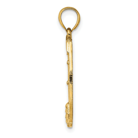 14k Yellow Gold Dollar Sign in Horseshoe Pendant, Symbol of Wealth and Luck for Men