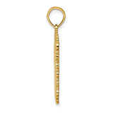14k Yellow Gold King of Spades Rectangular Pendant, Scalloped Card Charm