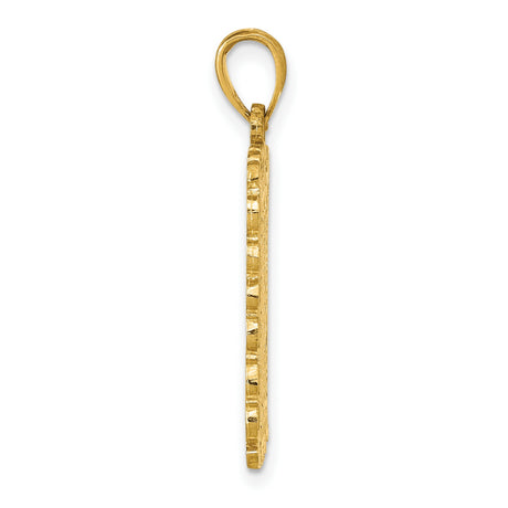 14k Yellow Gold Jack of Hearts Pendant with Cutout Edge Design, Unisex Poker Charm